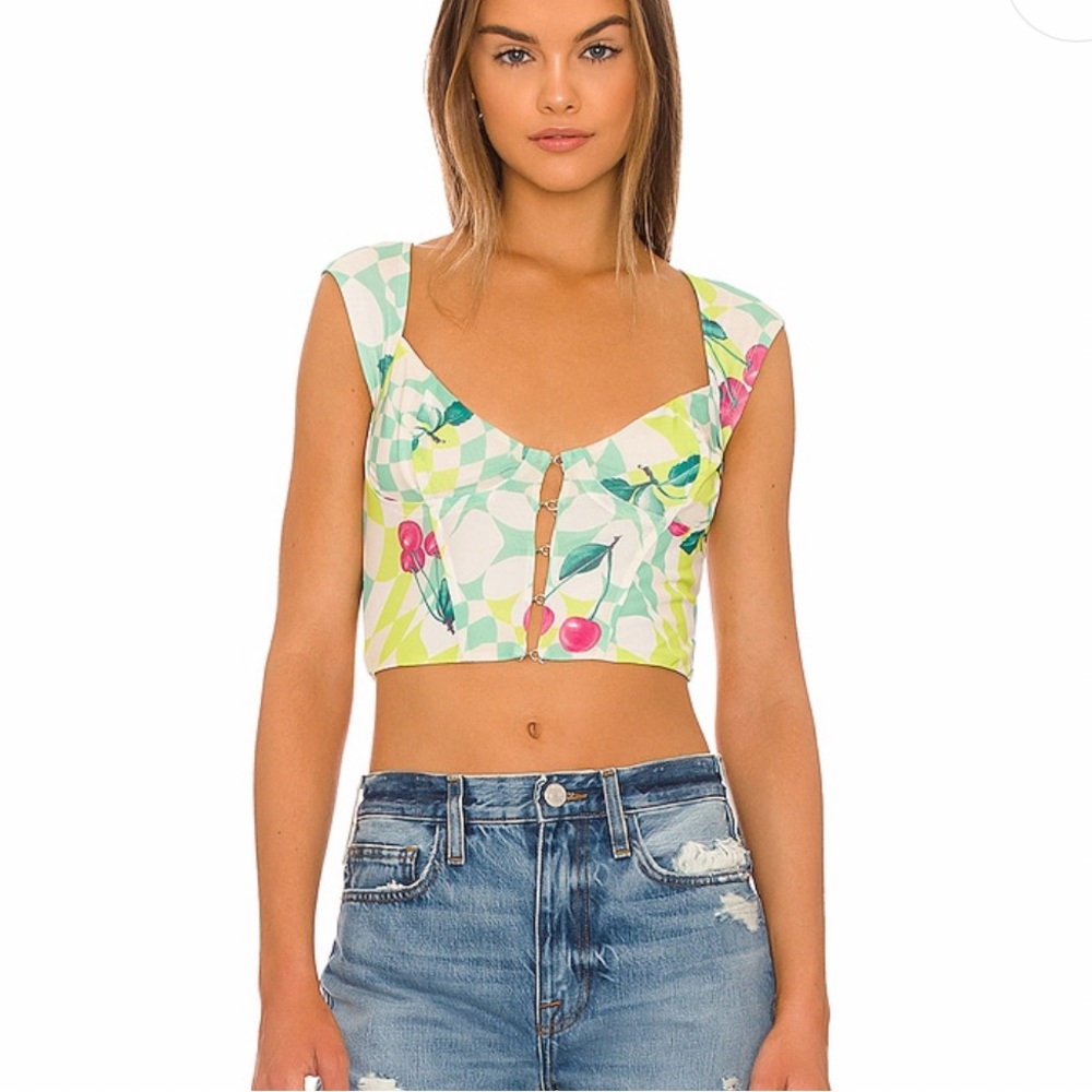 AFRM Bradlee Corset Top in Mint Cherry